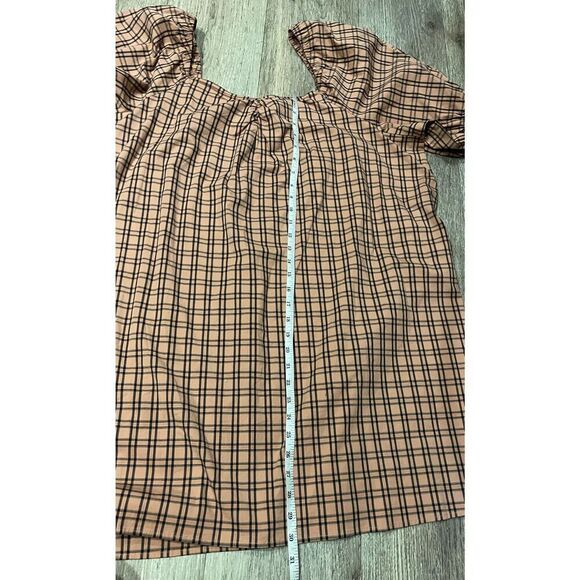 a.n.a Plaid Mini Dress Apricot 2X New Puff Sleeves - Picture 6 of 6